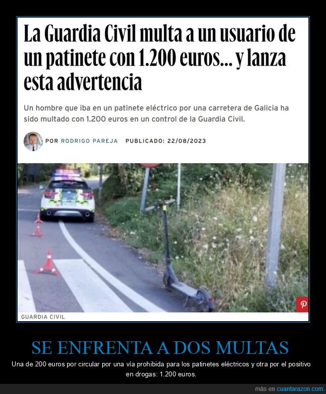 guardia civil,patinete,multa