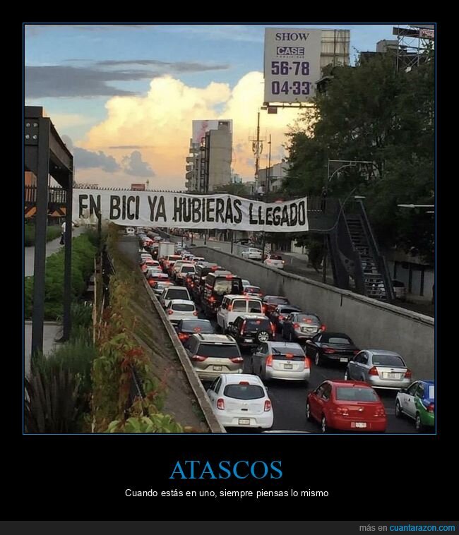 bicicletas,llegar,atasco,coches