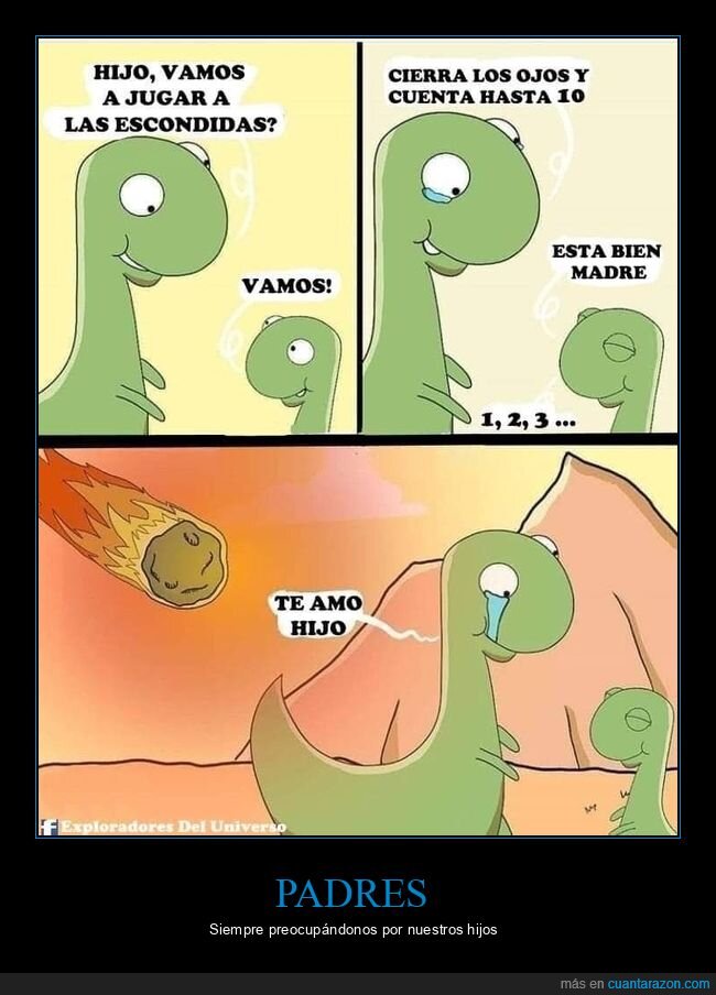 esconger,padre,dinosaurio,meteorito