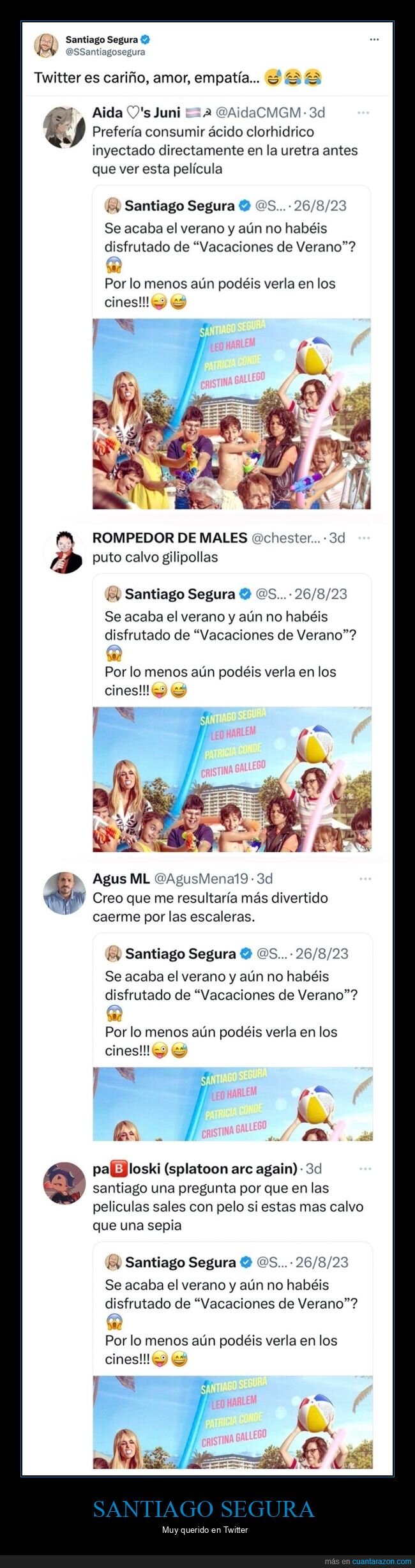 santiago segura,twitter,vacaciones de verano