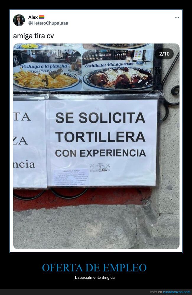 carteles,oferta de empleo,tortillera