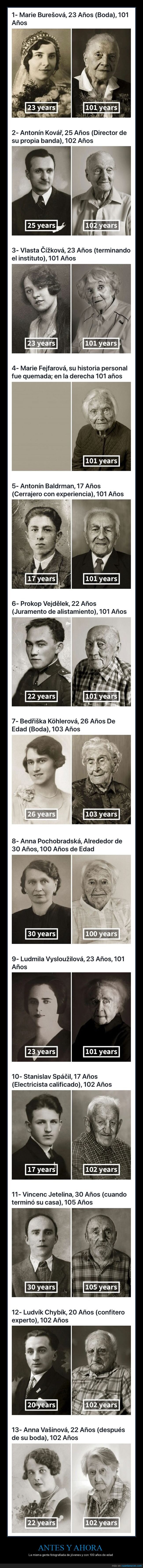 antes,ahora,fotografías,jóvenes,100 años