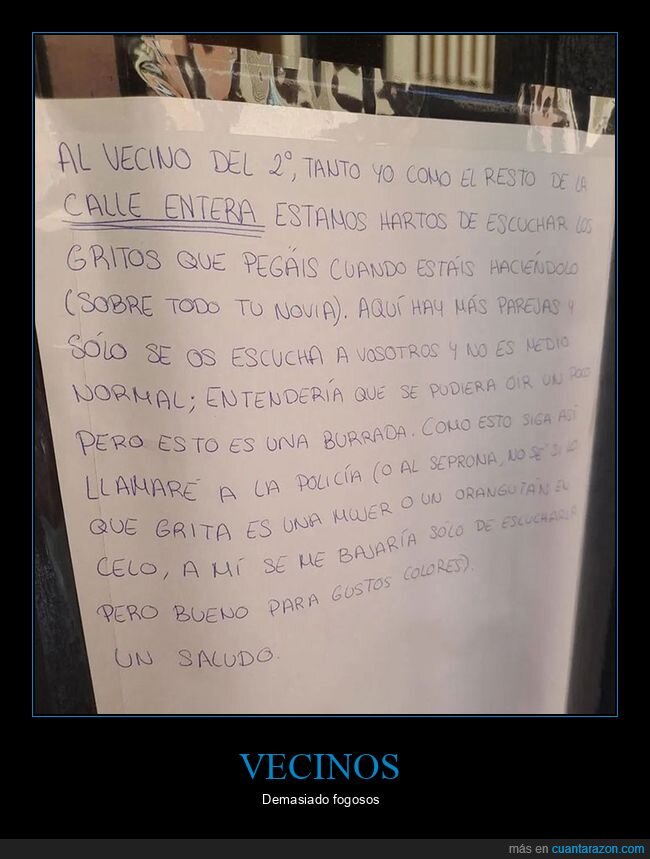 carteles,gritos,vecinos