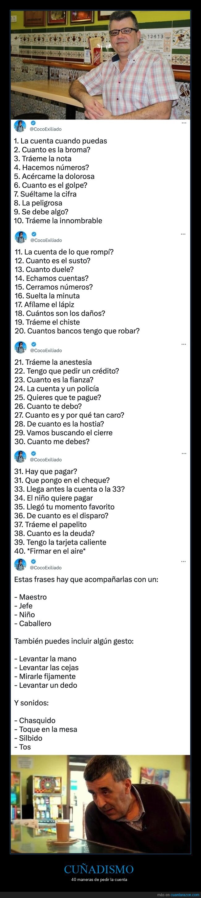 cuñadismo,pedir,cuenta