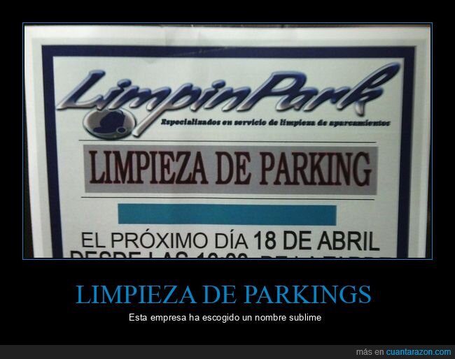 limpieza,parkings,nombres,linkin park