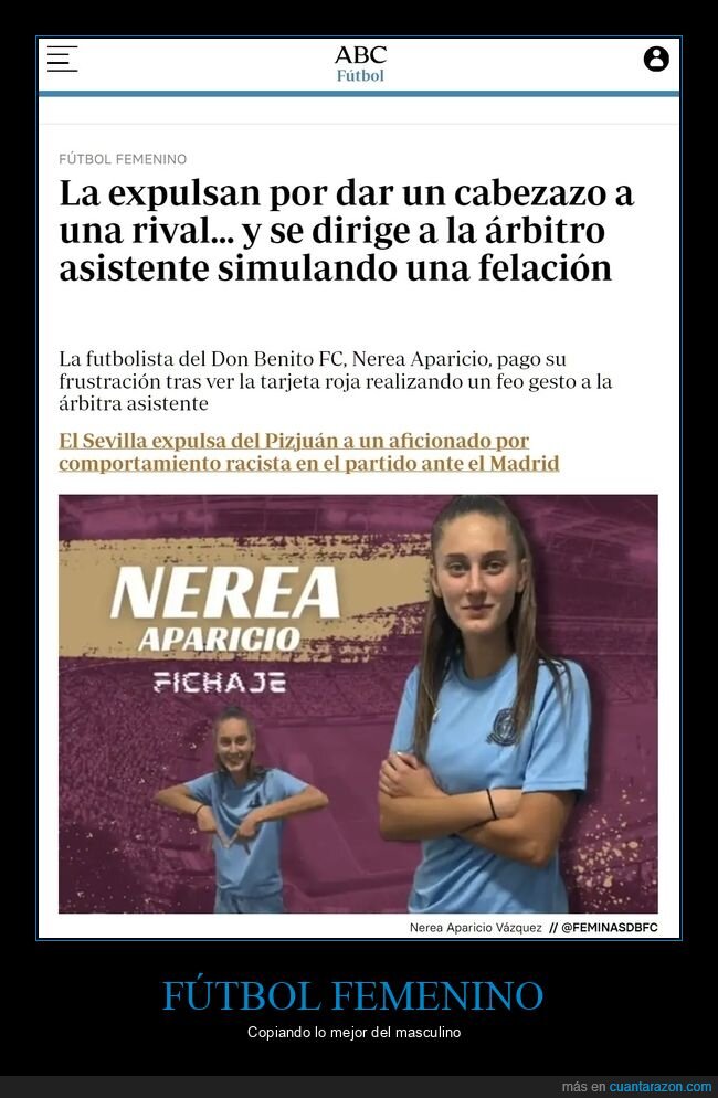 expulsada,cabezazo,árbitro,fútbol femenino