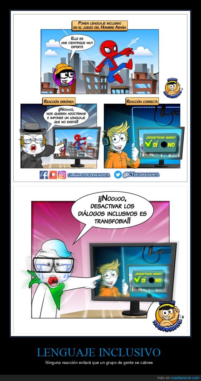 lenguaje inclusivo,reacción,spiderman 2