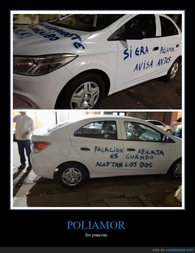 coches,cuernos,pintadas,poliamor,relación abierta