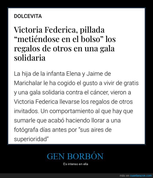 gala solidaria,pillada,regalos,robando,victoria federica