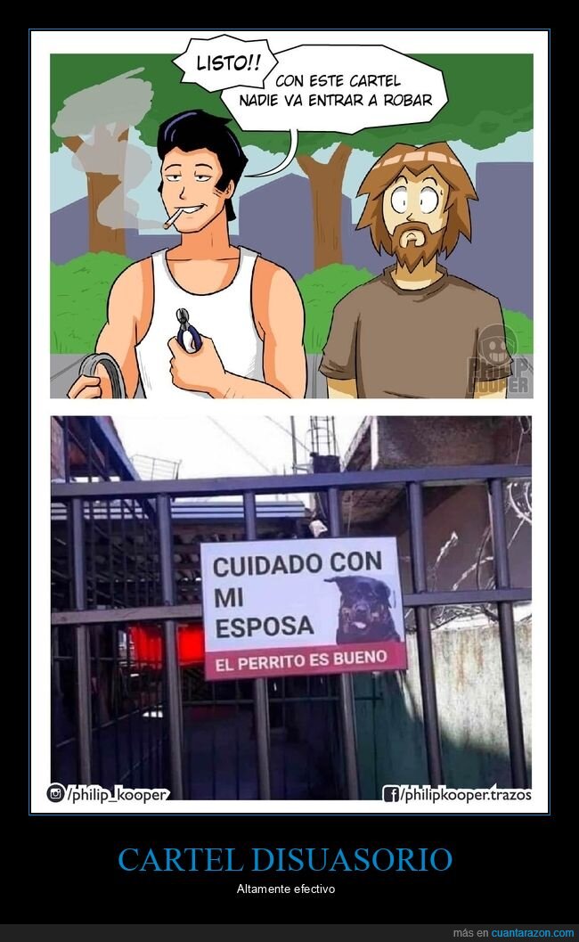 cartel,robar,perro,esposa
