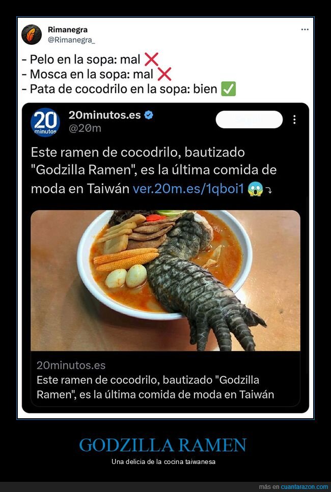 cocodrilo,godzilla ramen,plato,ramen,taiwan,wtf