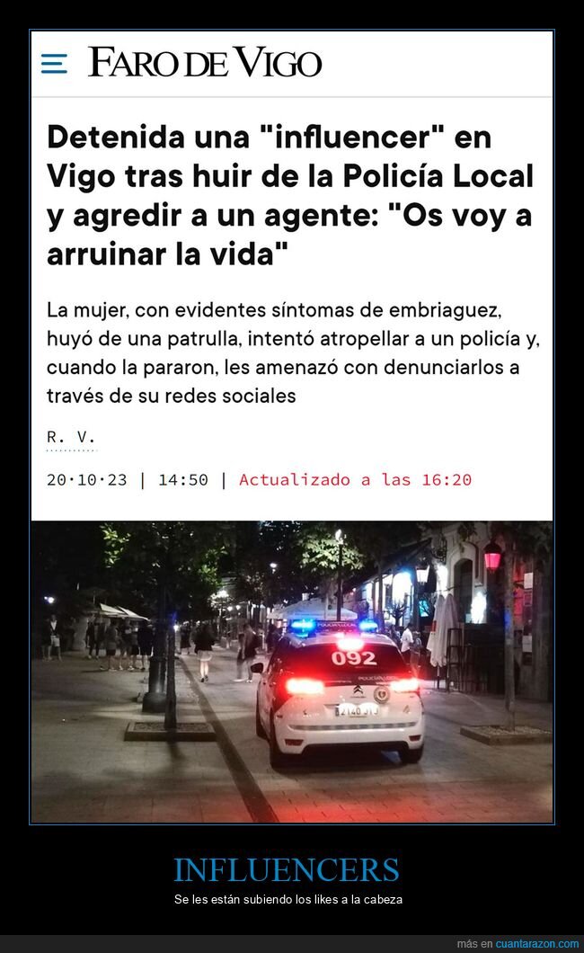 influencer,detenida,policía