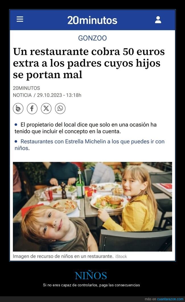 restaurante,cobrar,padres,hijos,portarse mal