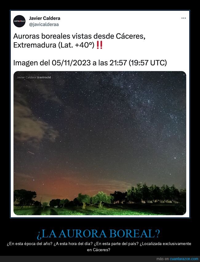 aurora boreal,cáceres