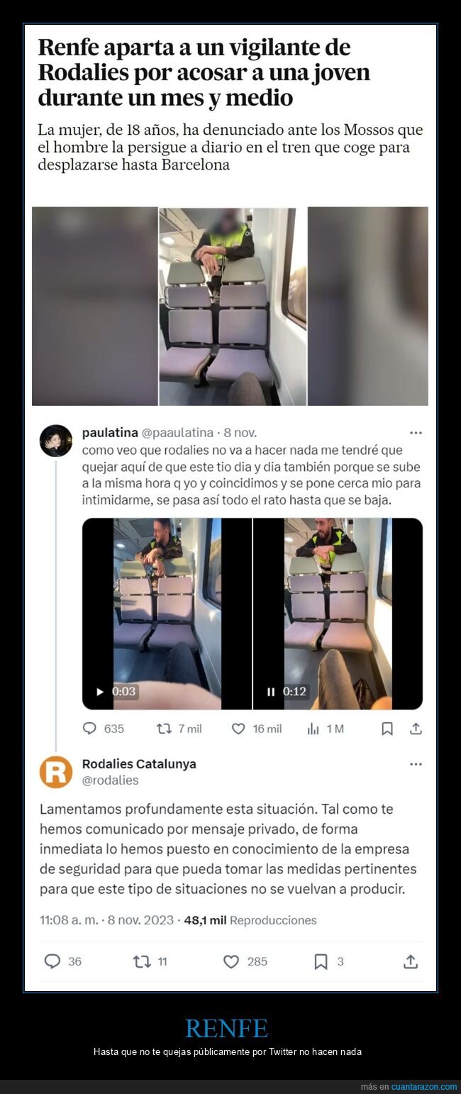 renfe,vigilante,rodalies,acosar