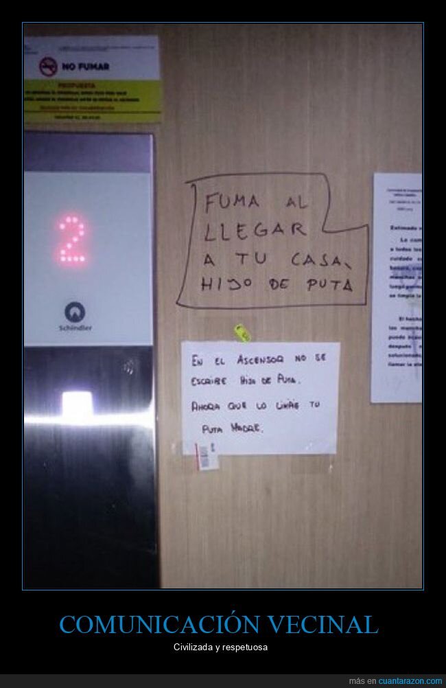 ascensor,carteles,fumar,vecinos
