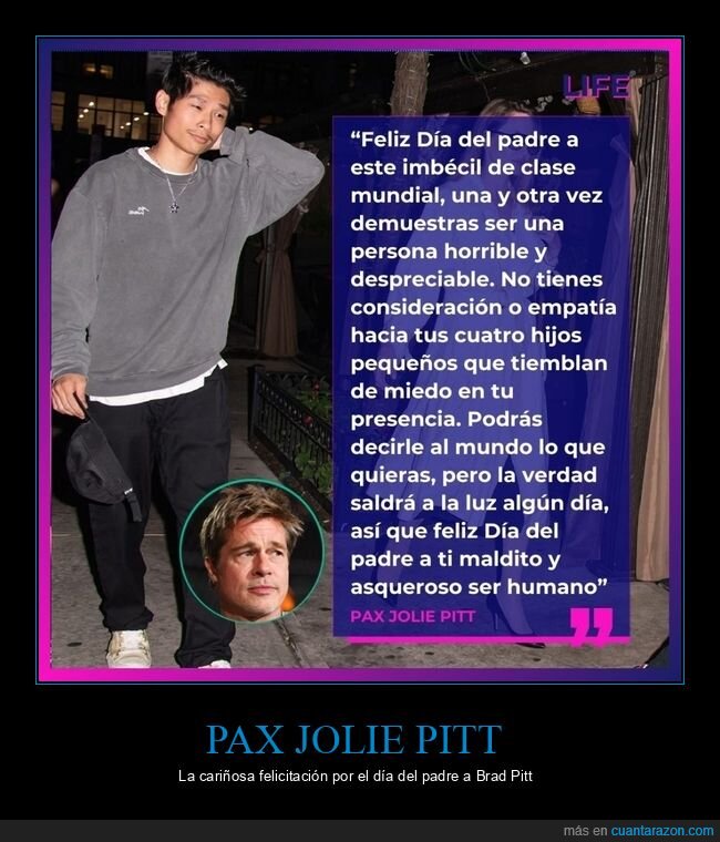 pax jolie pitt,brad pitt,día del padre,felicitación