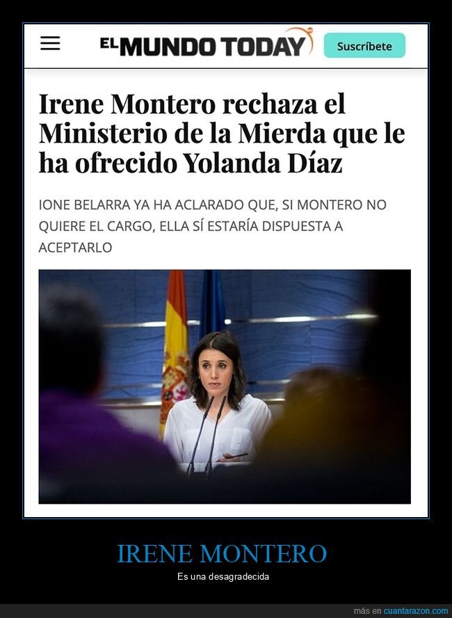 el mundo today,irene montero,mierda,ministerio,políticos,yolanda díaz