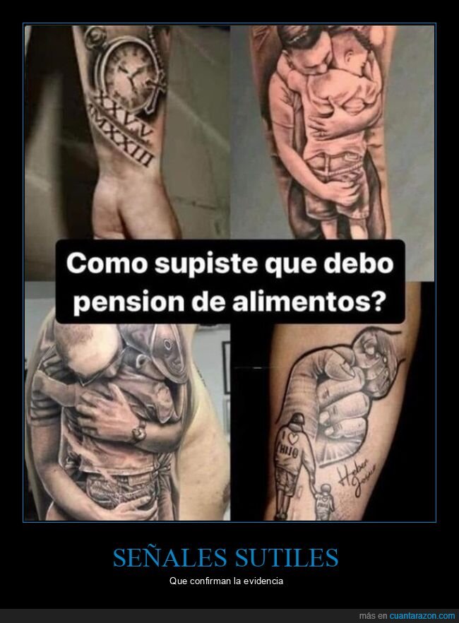 deber,hijos,pensión de alimentos,tattoo