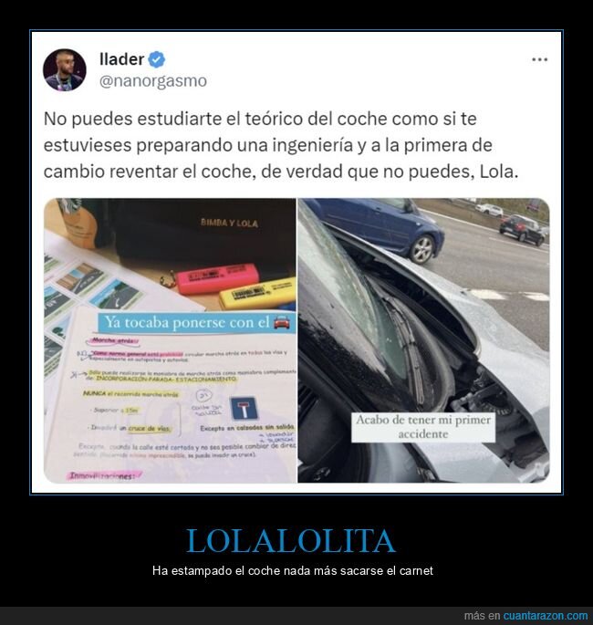 lolalolita,carnet de conducir,coches,accidente