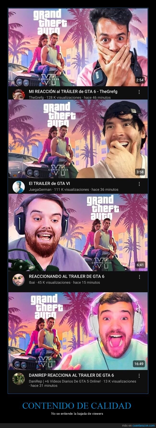 youtubers,reacciones,gta vi,trailer