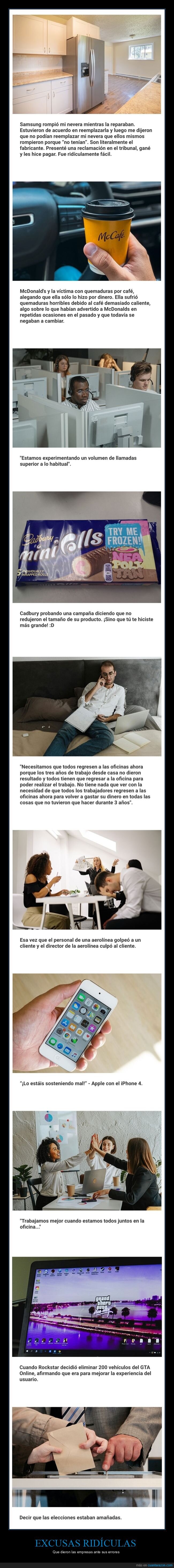 emporesas,excusas,ridículas,errores