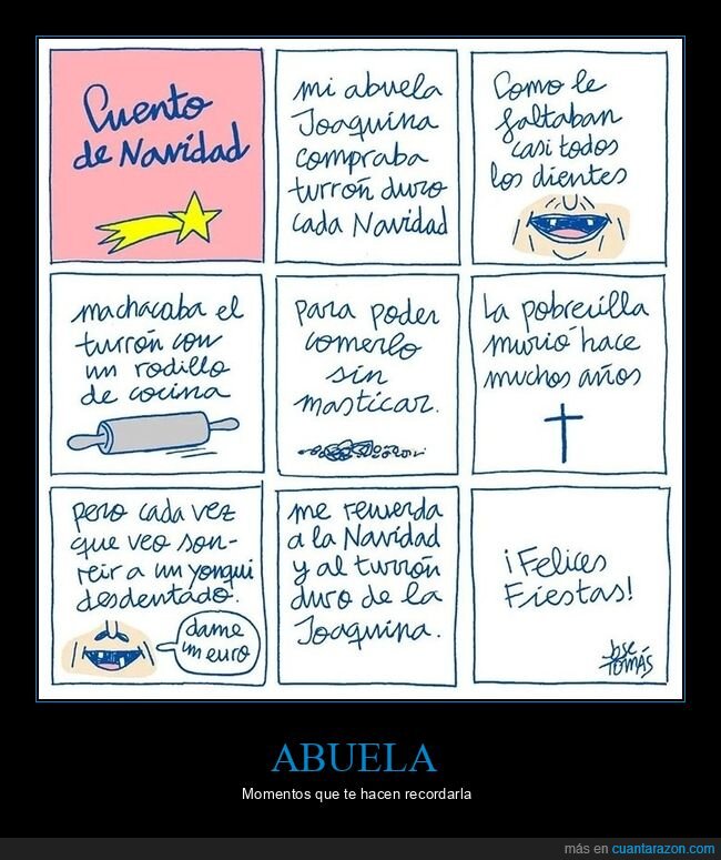 abuela,dientes,navidad,turrón,yonki