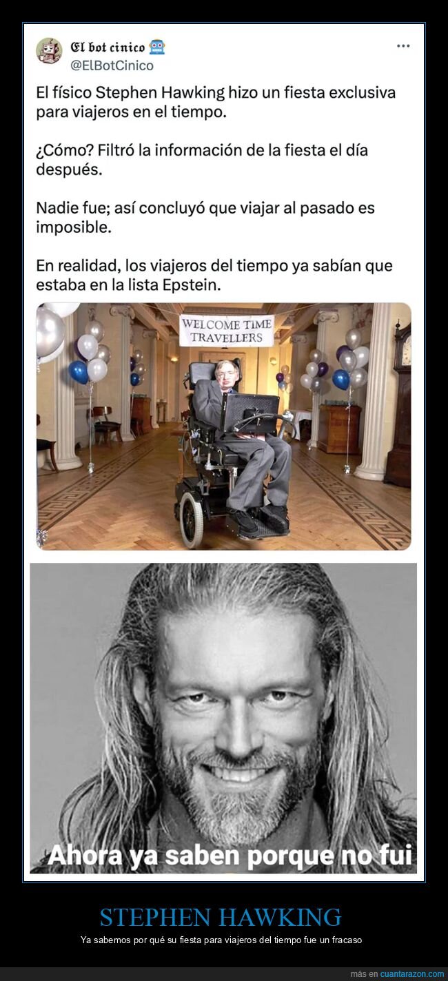 fiesta,jeffrey epstein,stephen hawking,viajeros del tiempo