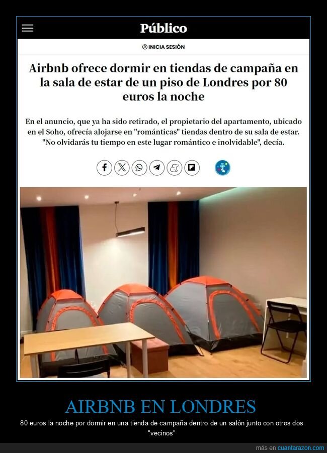 airbnb,londres,tiendas de campaña