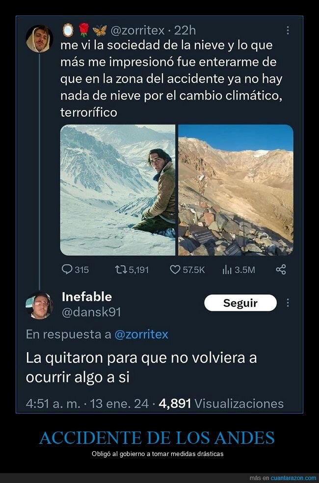 la sociedad de la nieve,nieve,cambio climático