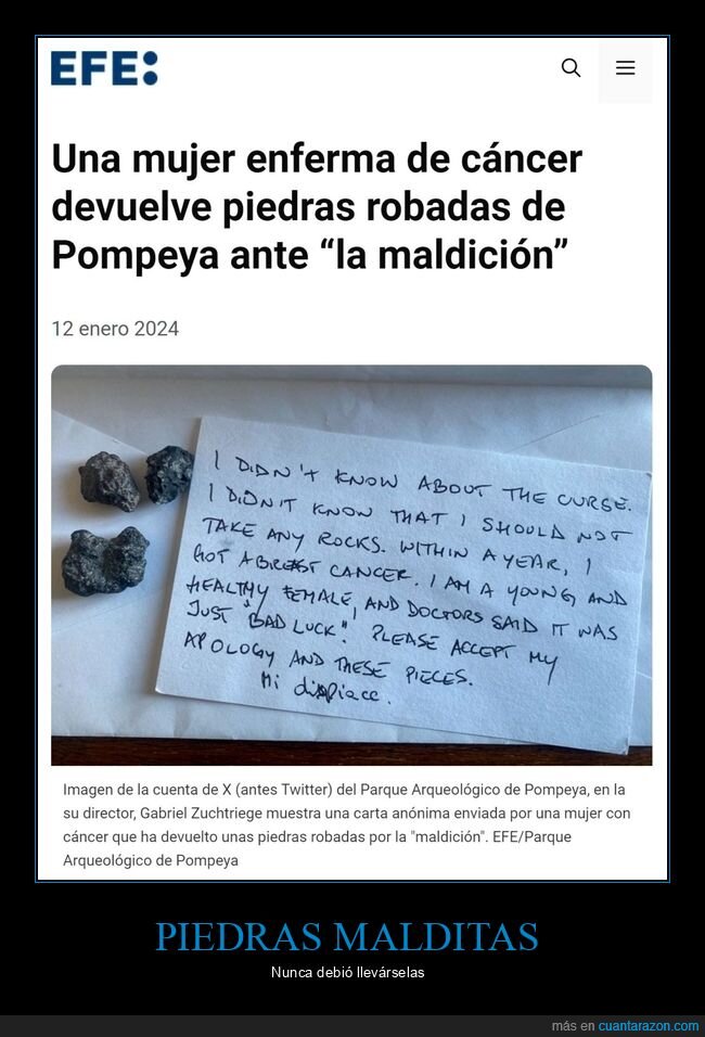 piedras,robar,cáncer,maldición