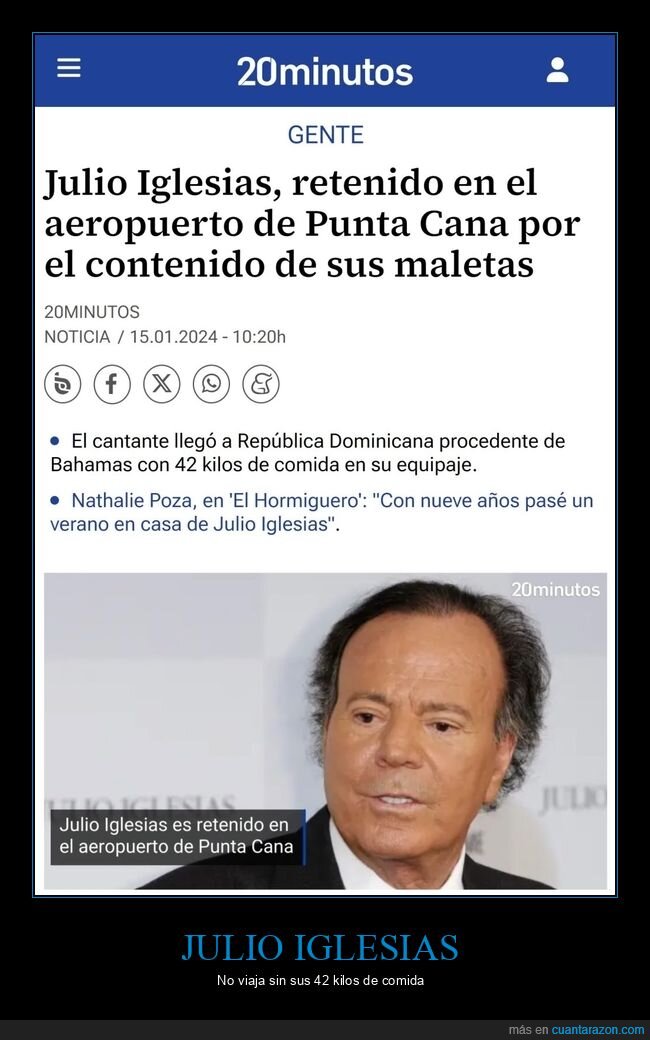 julio iglesias,maleta,aeropuerto,comida