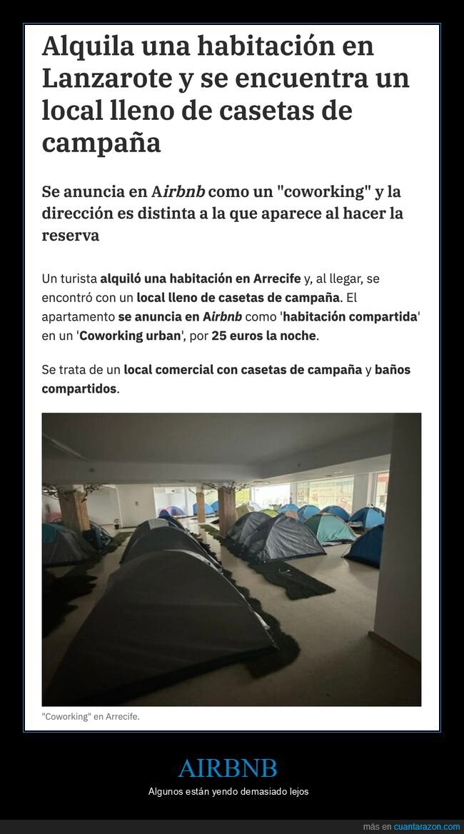 airbnb,tiendas de campaña,coworking