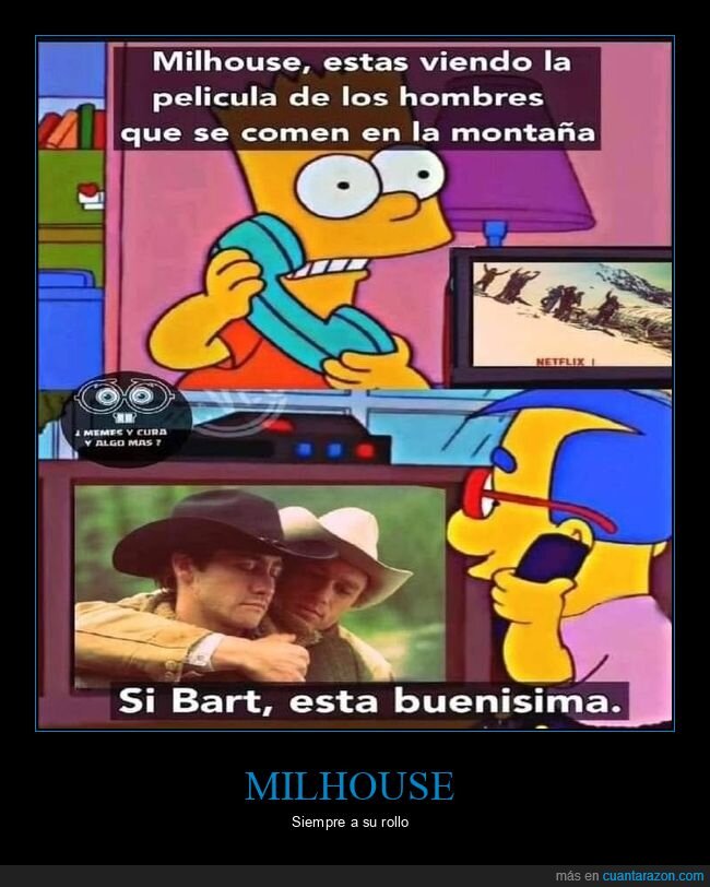 brokeback mountain,la sociedad de la nieve,milhouse,simpsons