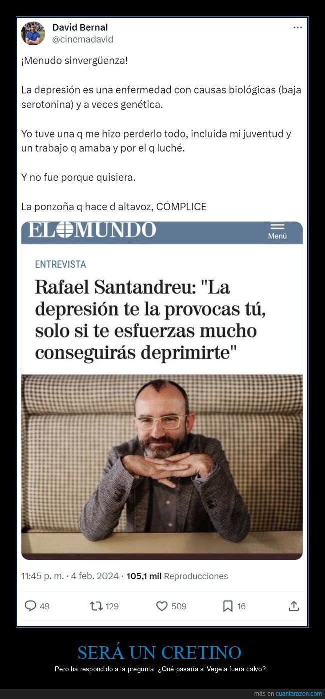 rafael santandreu,depresión,vegeta,peinado