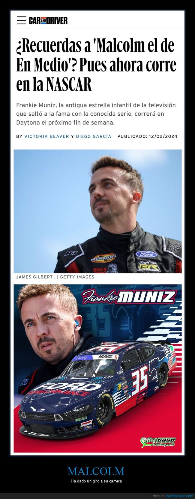 frankie muniz,malcolm,nascar