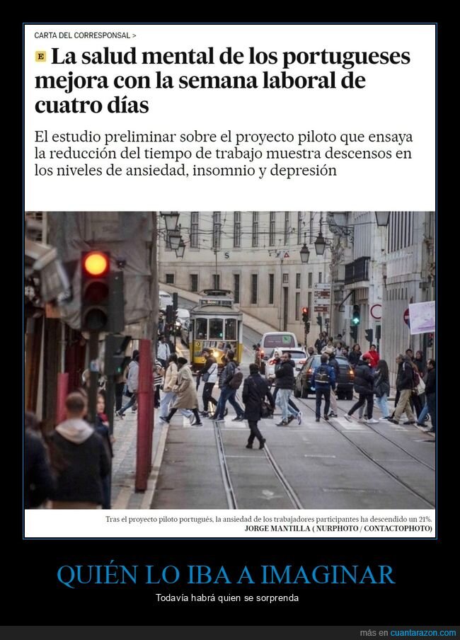 salud mental,portugueses,semana laboral,cuatro días