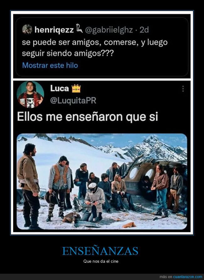 amigos,comerse,la sociedad de la nieve