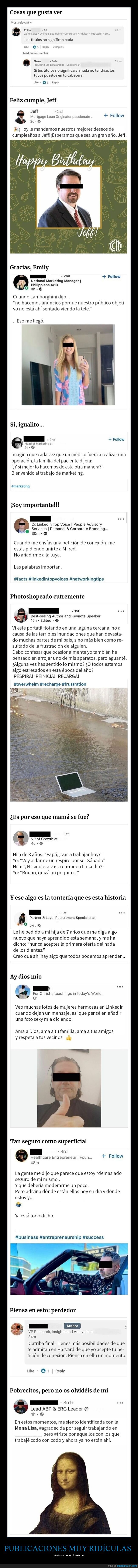 linkedin,publicaciones ridículas