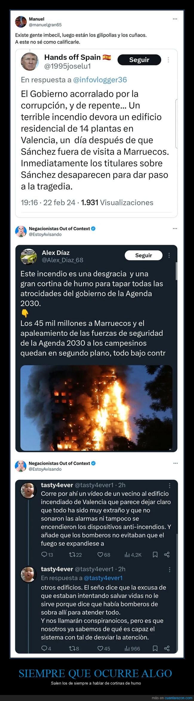 conspiranoicos,edificio,incendio,negacionistas,valencia