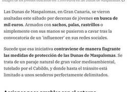 Enlace a Decenas de jóvenes causan destrozos en las dunas de Maspalomas en busca de 1.000 euros escondidos en un reto de unos influencers