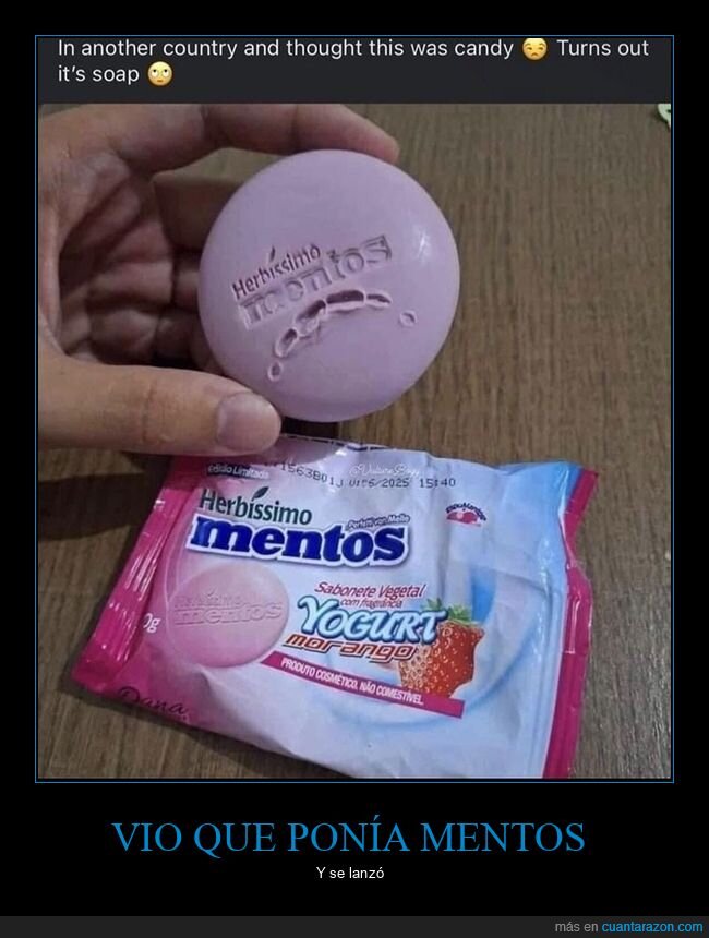 fails,jabón,mentos,mordisco