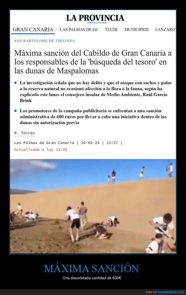 dunas de maspalomas,sanción,búsqueda del tesoro