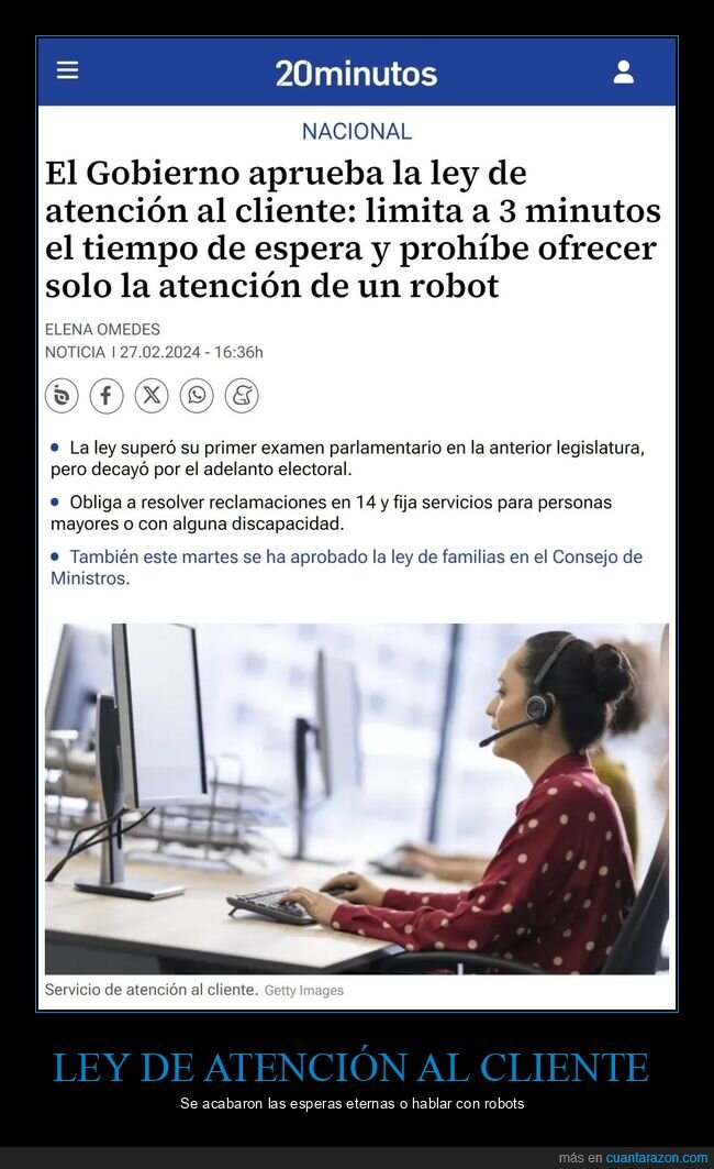 ley,atención al cliente,tiempo de espera