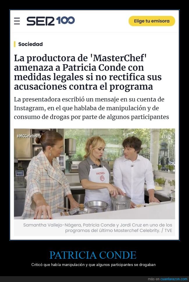 patricia conde,masterchef,rectificar,acusaciones