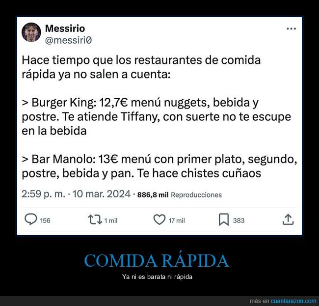 comida rápida,precios