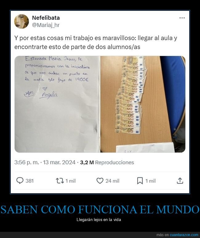 profesora,soborno,dinero,alumnos