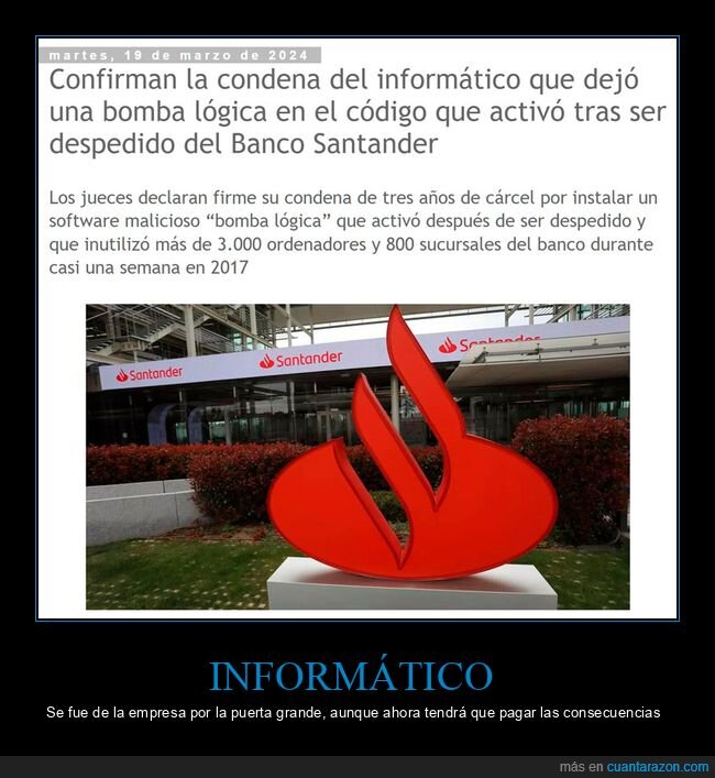 informático,condena,despido,bomba lógica,banco santander