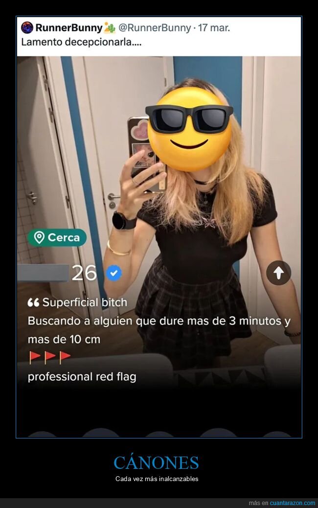 10 cm,3 minutos,durar,tinder