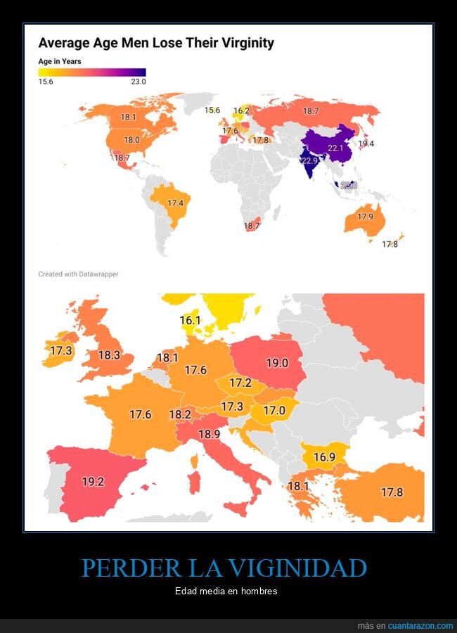 perder la virginidad,edad,hombres,mapa